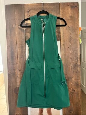 Adidas Go-To Sleeveless Green Zip-Front Dress